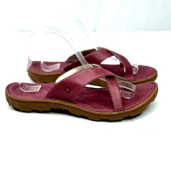 Bogs Todos Slides sandals Garnet wine red leather sandals 10 - Picture 2 of 10
